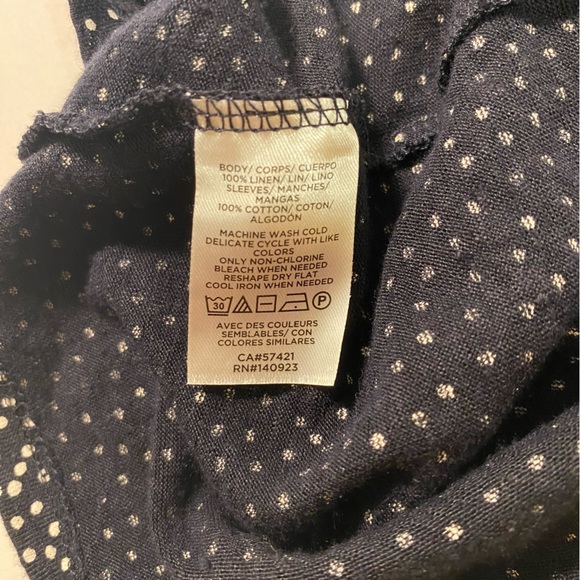 LOFT Black White Polka Dot Linen Flutter Sleeve Blouse - Picture 8 of 11